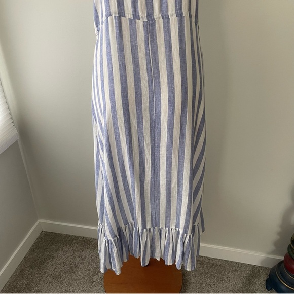 Rails Frida Linen Striped Midi Tank Dress Blue White Front Button Sleeveless - Picture 9 of 13
